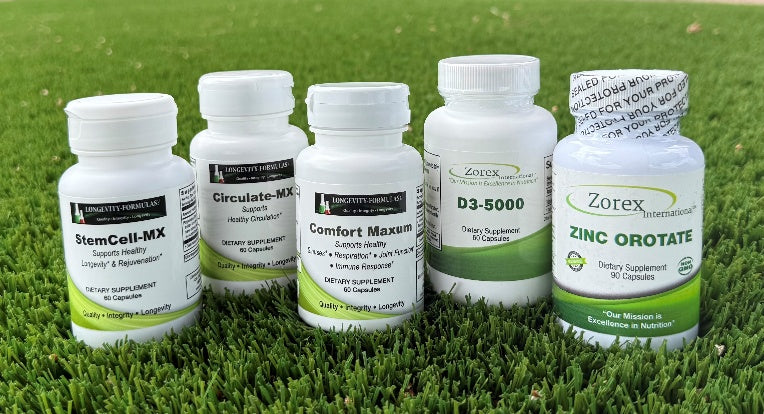 G-O PAK: StemCell-MX, Circulate-MX, Comfort Maxum, D3-5000, and Zinc Orotate